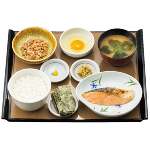 しゃけの塩焼朝食