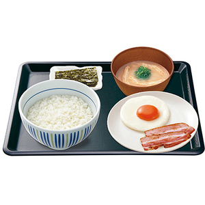 目玉焼きベーコン朝定食