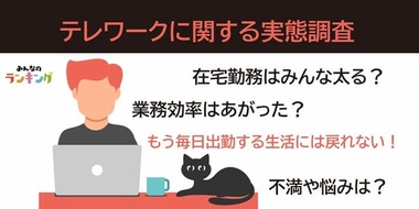 テレワークに関する実態調査|在宅勤務で落ちるのは効率・増えるのは体重!転職条件の新スタンダードに?