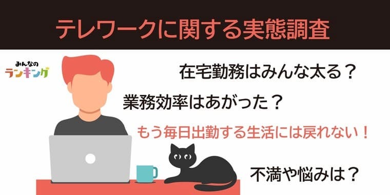テレワークに関する実態調査|在宅勤務で落ちるのは効率・増えるのは体重!転職条件の新スタンダードに?